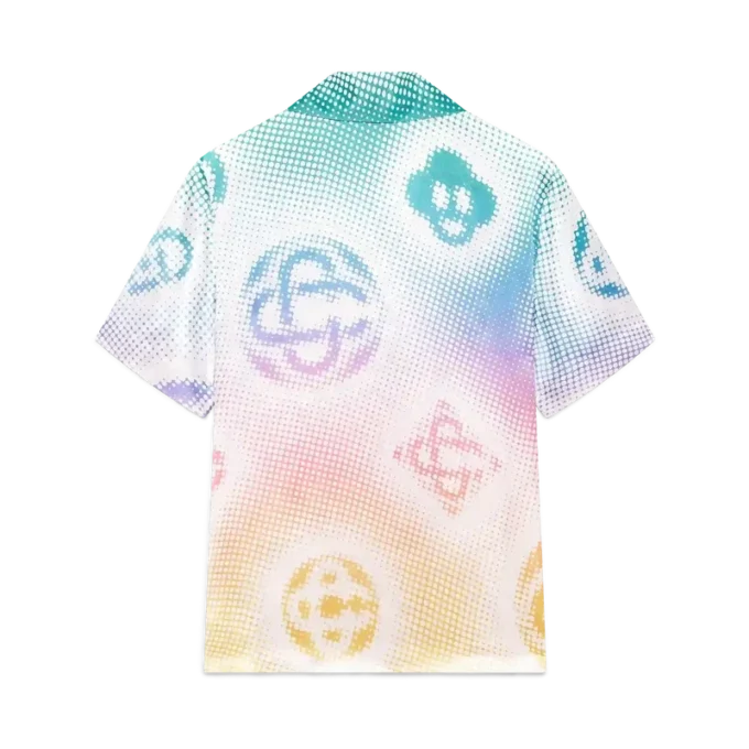 Chemise à manches courtes et col cubain avec logo en demi-teintes