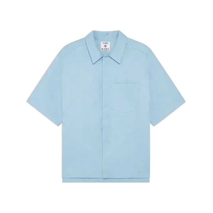 Chemise à manches courtes Monogram bleu clair en shorts