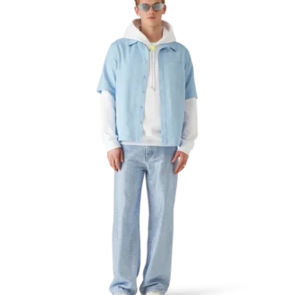 Chemise à manches courtes Monogram bleu clair en shorts