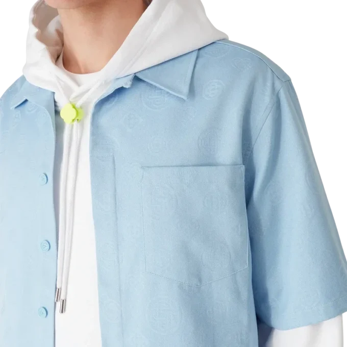 Chemise à manches courtes Monogram bleu clair en shorts