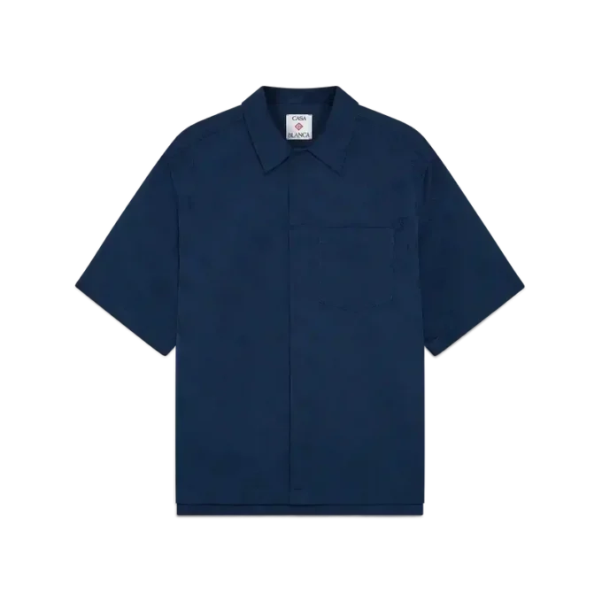 Chemise à manches courtes Monogram bleu marine