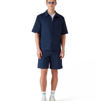 Chemise à manches courtes Monogram bleu marine