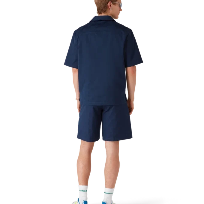 Chemise à manches courtes Monogram bleu marine