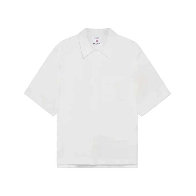 Chemise à manches courtes Monogramme blanche