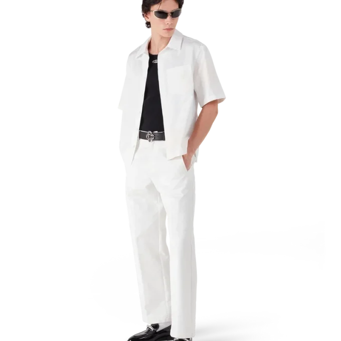 Chemise à manches courtes Monogramme blanche