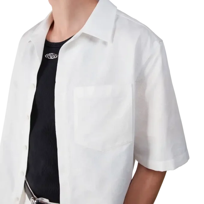 Chemise à manches courtes Monogramme blanche