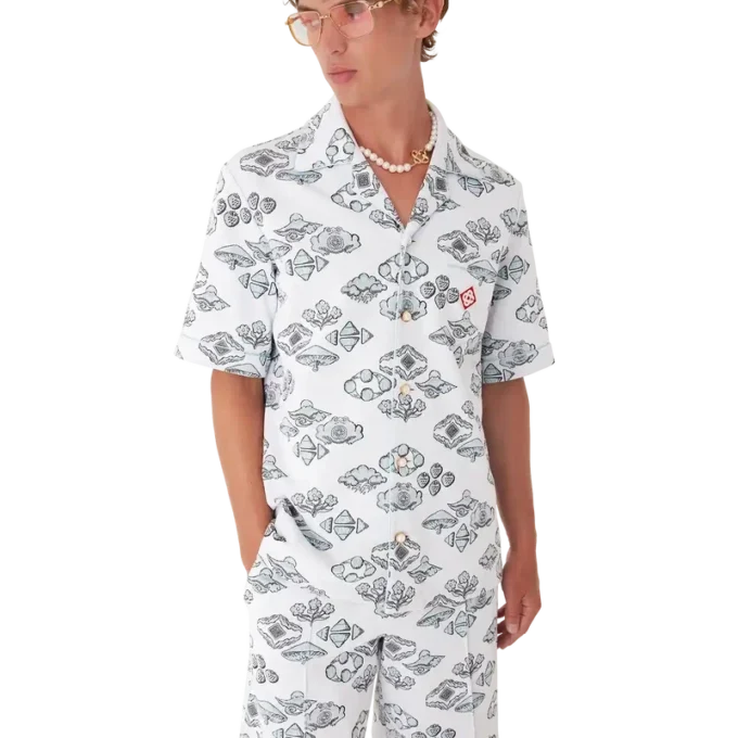 Chemise à manches courtes à motif jacquard