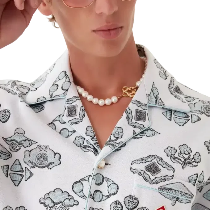 Chemise à manches courtes à motif jacquard