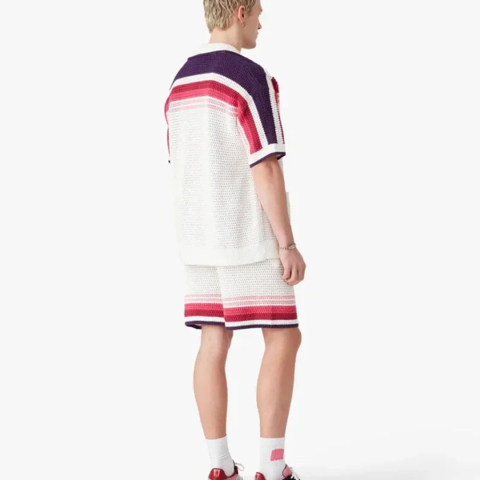 Chemise à manches courtes à rayures blanches