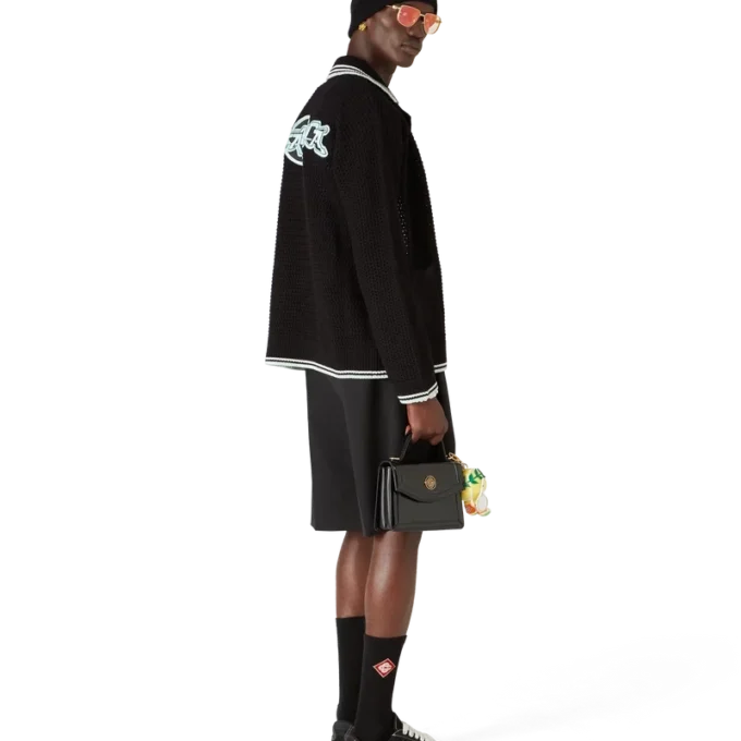 Chemise à manches longues en coton crocheté brodé