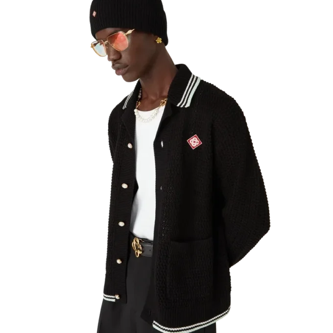 Chemise à manches longues en coton crocheté brodé