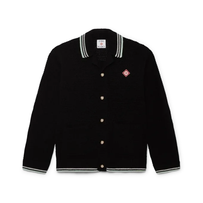 Chemise à manches longues en coton crocheté brodé