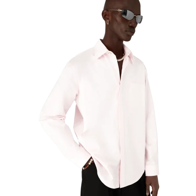 Chemise à manches longues en coton monogrammée