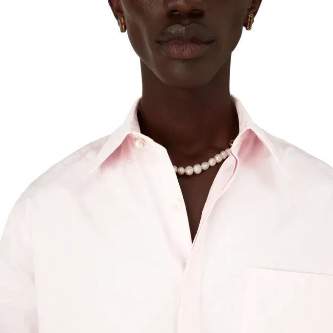 Chemise à manches longues en coton monogrammée