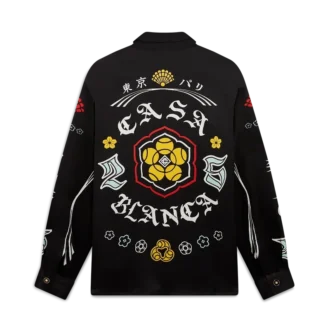 Chemise à manches longues en satin de soie Emblem