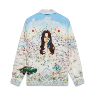 Chemise à manches longues en twill de soie L&rsquo;hiver Fleuri