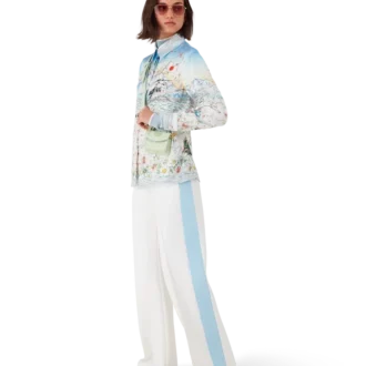 Chemise à manches longues en twill de soie L&rsquo;hiver Fleuri