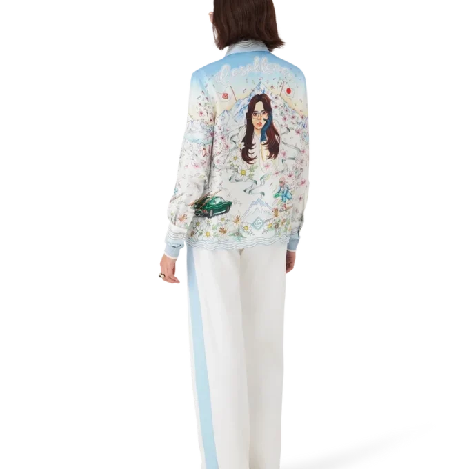 Chemise à manches longues en twill de soie L&rsquo;hiver Fleuri