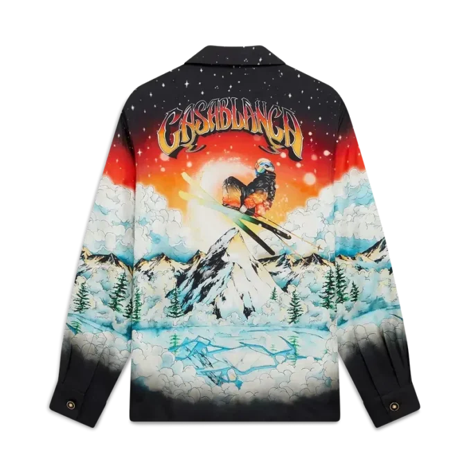 Chemise à manches longues en twill de soie Ski Lake