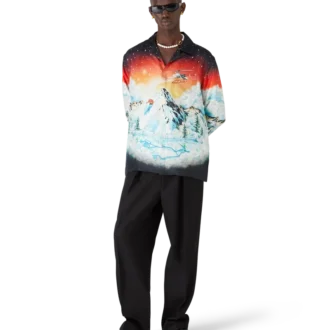 Chemise à manches longues en twill de soie Ski Lake