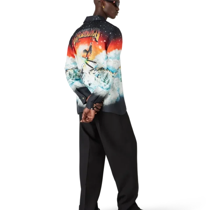 Chemise à manches longues en twill de soie Ski Lake