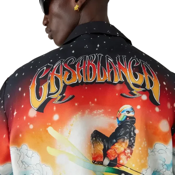 Chemise à manches longues en twill de soie Ski Lake