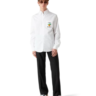 Chemise Oxford orange brodée
