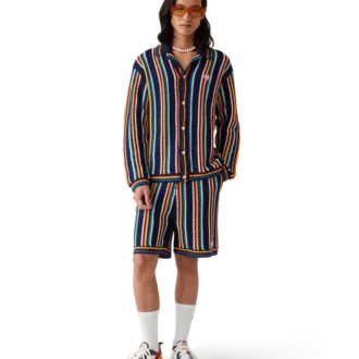 Chemise rayée en crochet