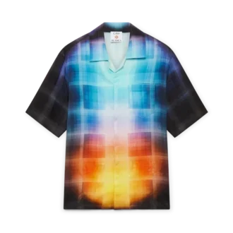 Chemise à shorts en mélange de viscose à carreaux dégradés