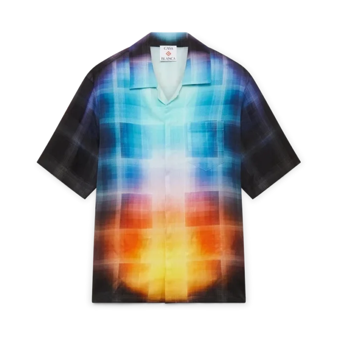 Chemise à shorts en mélange de viscose à carreaux dégradés