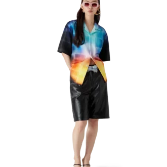 Chemise à shorts en mélange de viscose à carreaux dégradés