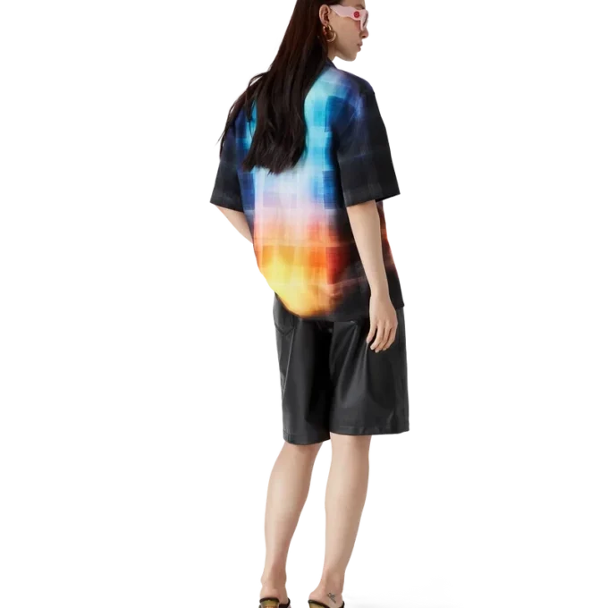 Chemise à shorts en mélange de viscose à carreaux dégradés