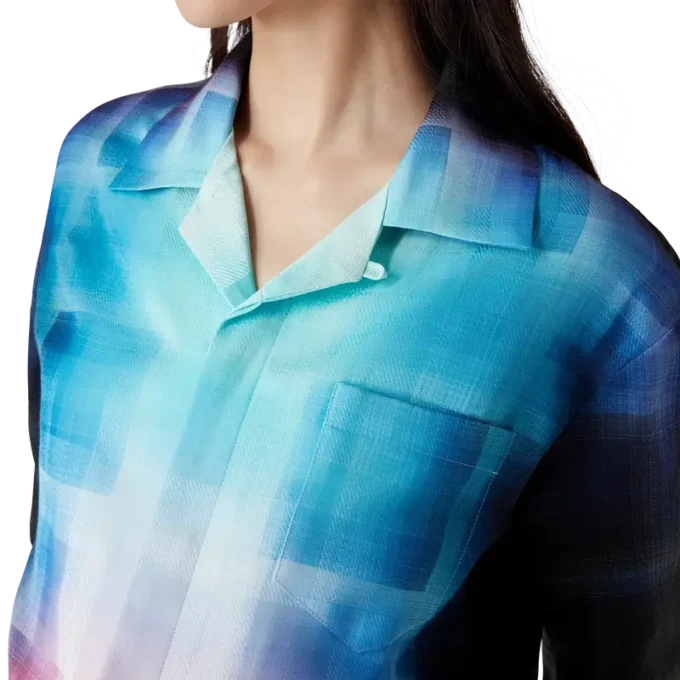 Chemise à shorts en mélange de viscose à carreaux dégradés