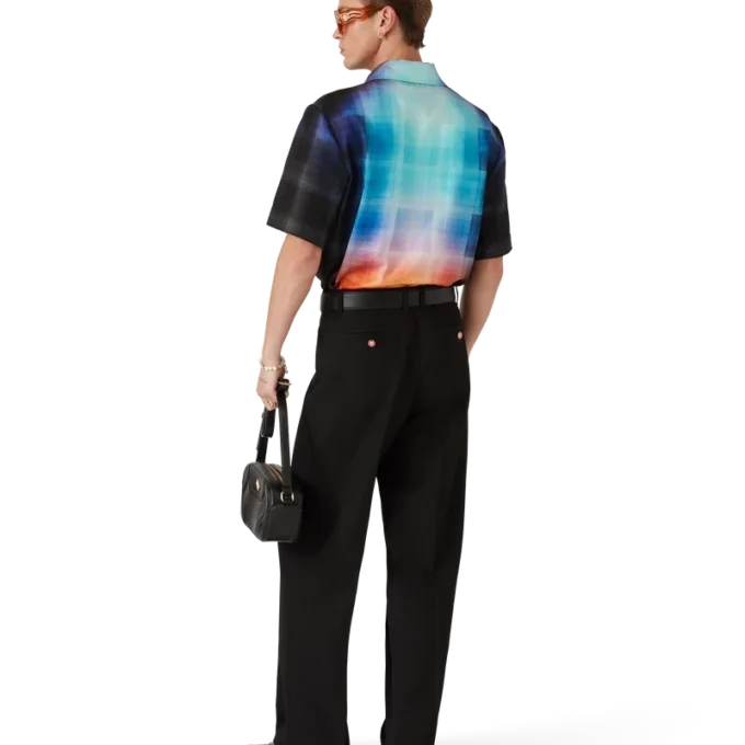 Chemise à shorts en mélange de viscose à carreaux dégradés