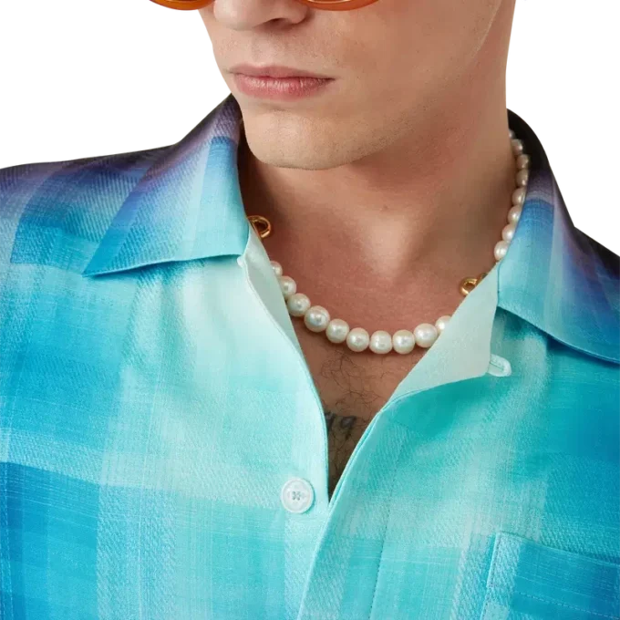 Chemise à shorts en mélange de viscose à carreaux dégradés