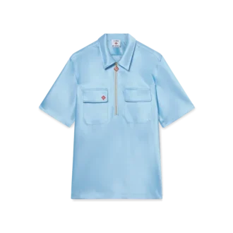 Chemise à shorts en satin avec fermeture éclair quart de longueur