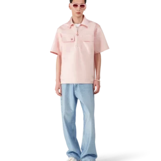 Chemise à shorts en satin avec fermeture éclair quart de longueur