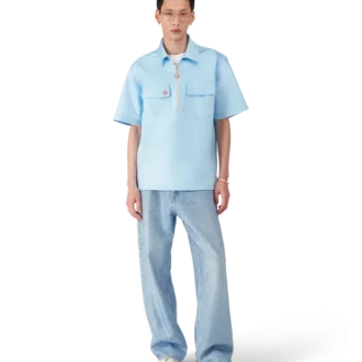 Chemise à shorts en satin avec fermeture éclair quart de longueur