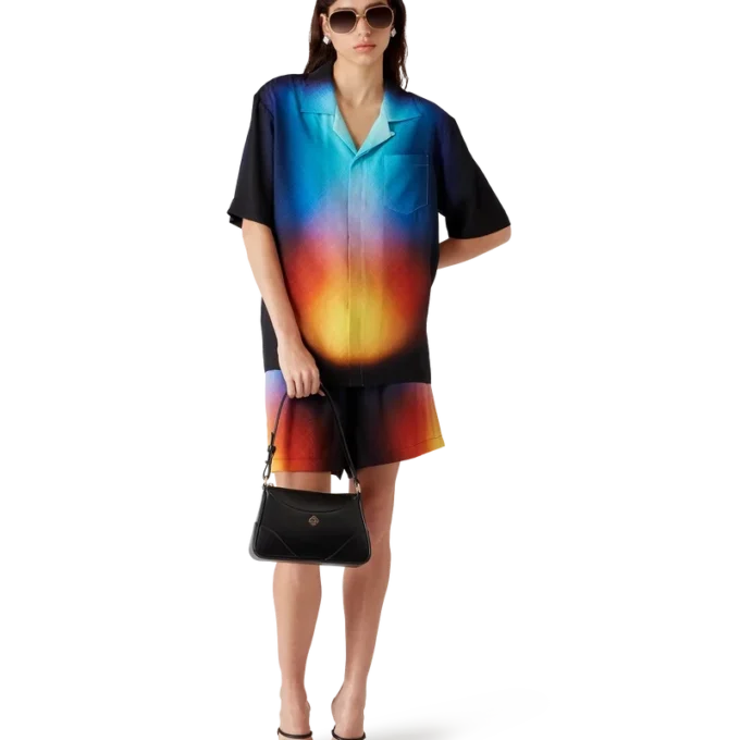 Chemise à shorts en soie dégradée