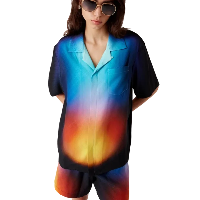Chemise à shorts en soie dégradée