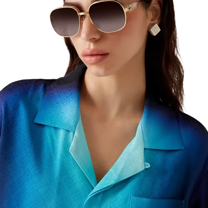 Chemise à shorts en soie dégradée