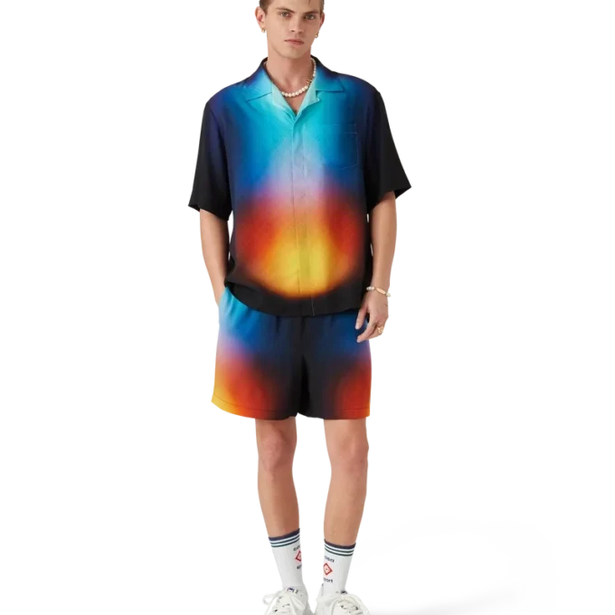 Chemise à shorts en soie dégradée