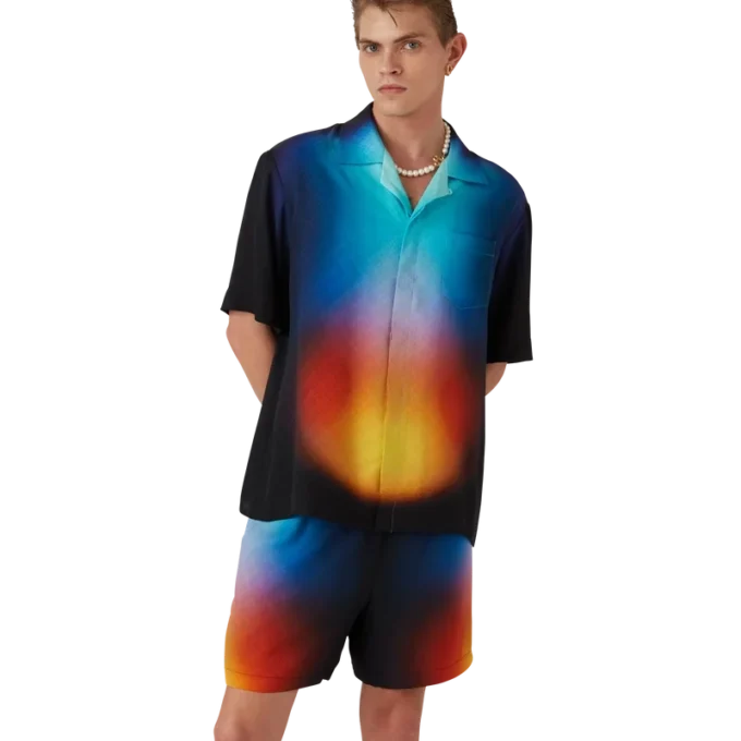 Chemise à shorts en soie dégradée