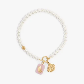 Collier de perles Icon blanc et or