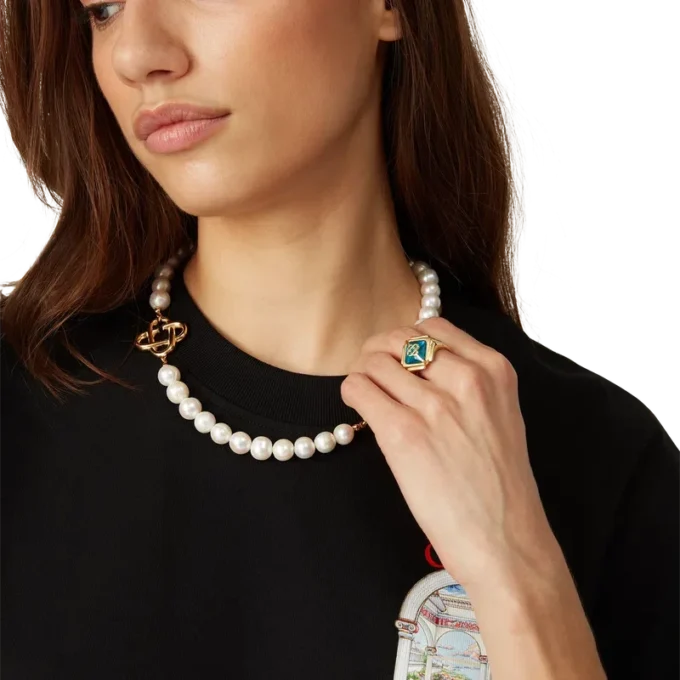 Collier Logo à perles moyennes