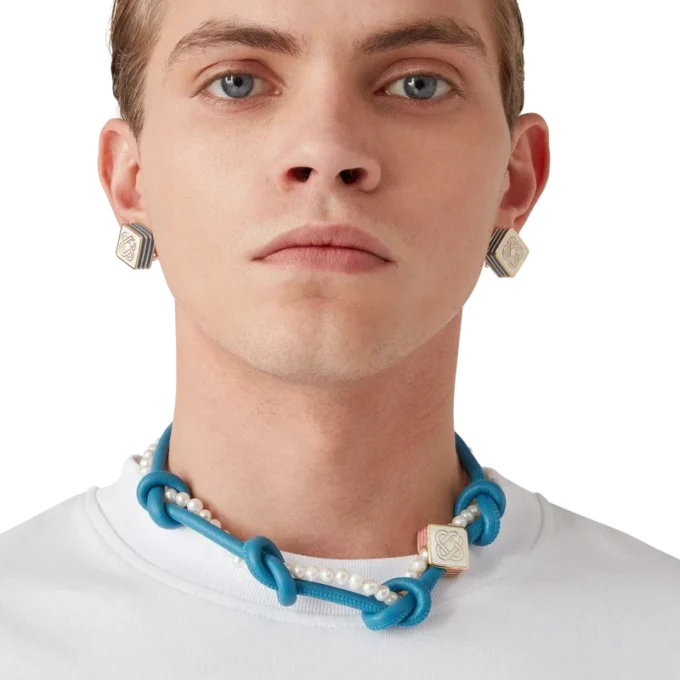 Collier noué bleu