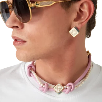 Collier noué rose