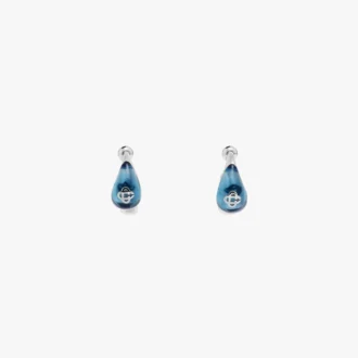 Créoles en laiton argenté et bleu « Water Drop »