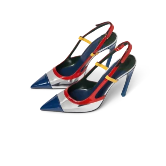 Escarpins à bride arrière et bride chromée