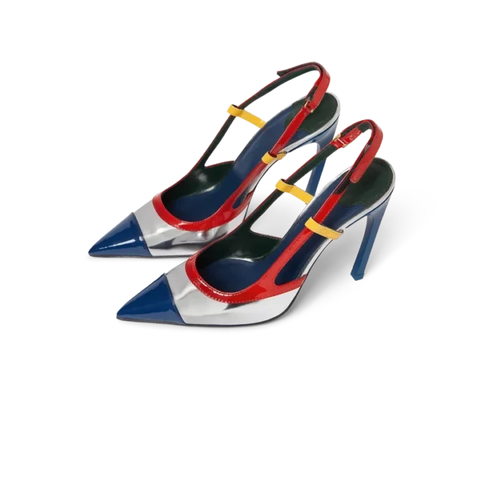 Escarpins à bride arrière et bride chromée